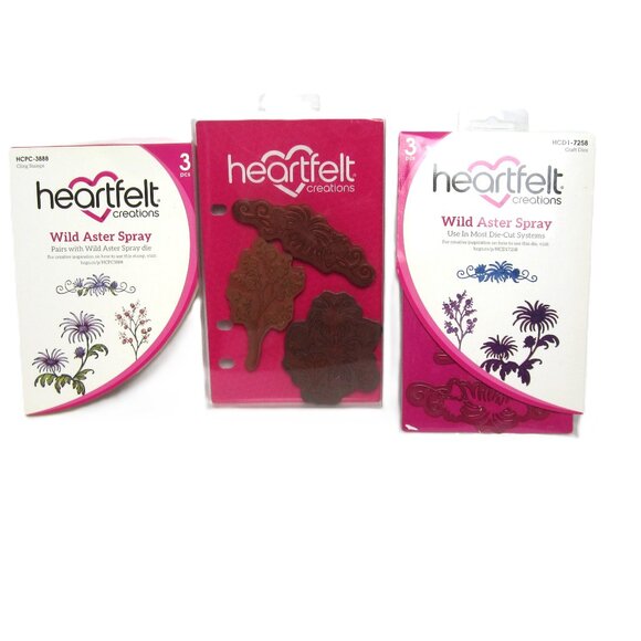 Heartfelt Creations Wild Aster Spray Cling Stamps & Craft Dies Pre-owned Floral - Picture 1 of 4